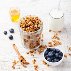 Healthy breakfast Fresh granola, muesli 