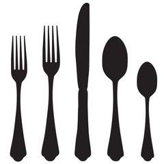 Knife, fork and spoon