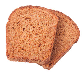 wheat brown bread slices on white background
