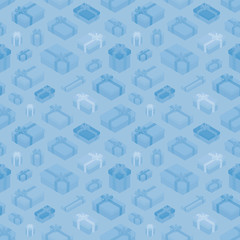 Seamless pattern with the isometric gift boxes