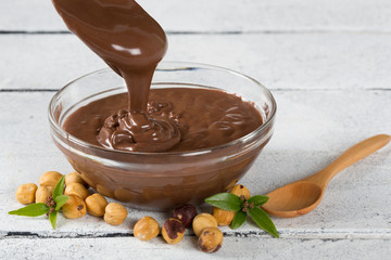 Hazelnut cream with hazelnut nuts