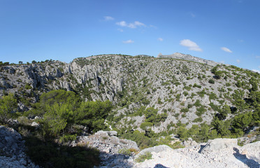Fototapeta na wymiar Rocky landscape in the Calanques area, France