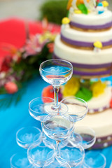 Pyramid with glasses on wedding