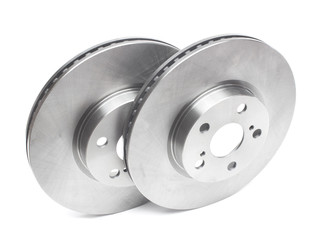 brake discs on a white background. car parts