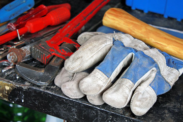 Obraz premium Workshop scene. Tools on the table