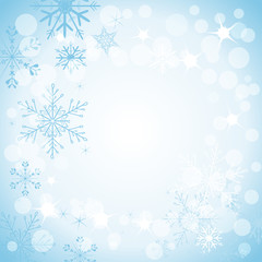 Fototapeta na wymiar winter light blue background with snowflakes