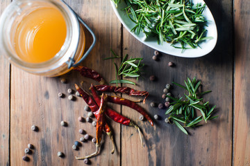 ingredients cooking salad dressing herbs spicy sauce