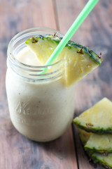 homemade fresh banana pineapple smoothie