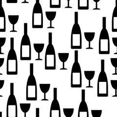 Bottle and glasse seamless pattern.