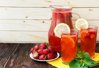 Freshing strawberry and basil drink