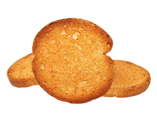 pile rusks with wholewheat flour, bread sliced isolated, whole wheat dry rusk bread, wholemeal bread isolated on white