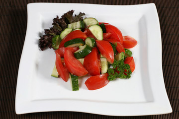 vegetable salad of tomatoes and cucumbers