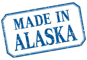 Alaska - made in blue vintage isolated label