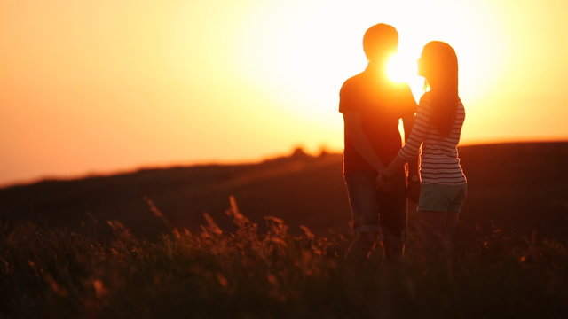 Valentine romantic rendezvous at sunset