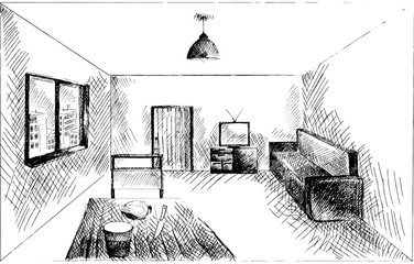 Room interior sketch