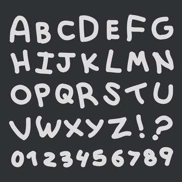 Hand drawn Handmade alphabet handwritting abc vector font.