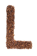 Coffee beans letter isolated on a white
