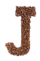 Coffee beans letter isolated on a white