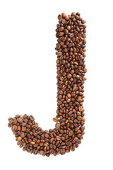 Coffee beans letter isolated on a white