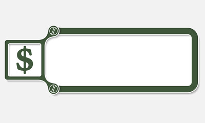 Gray box with white frame for your text and dollar symbol