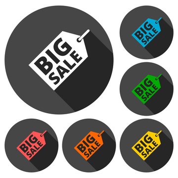 Big sale icons set with long shadow