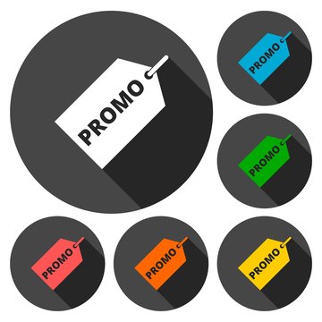 Promo icons set with long shadow
