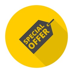 Special offer icon with long shadow