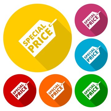 Special price icons set with long shadow