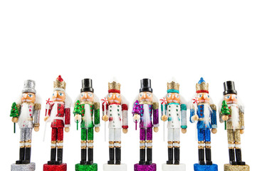 Set of traditional figurines christmas nutcrackers wearing an old military style uniform