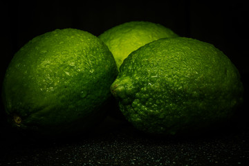 Lime on a black marble desk