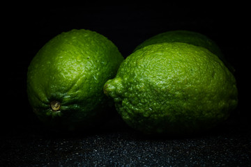 Lime on a black marble desk