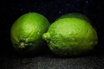 Lime on a black marble desk