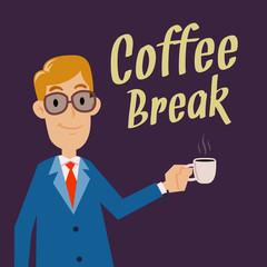 Businessman Holding Cup for Coffee Break
