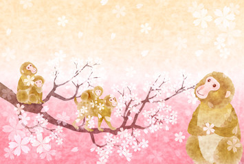 申　桜　年賀状　背景