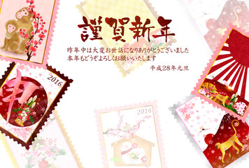 申　桜　年賀状　背景