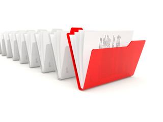 Red folder in a row