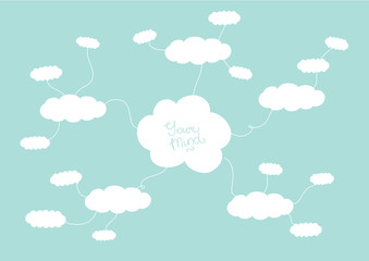 Mindmap, hand drawn scheme infographic design concept with clouds for your presentation or site