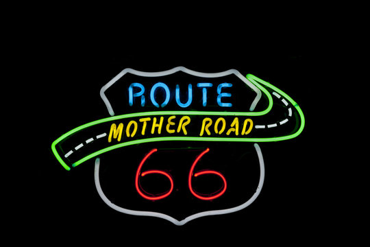 Neon sign Route 66 USA. Another  of incr