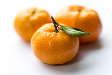 Fresh mandarin orange on the white background