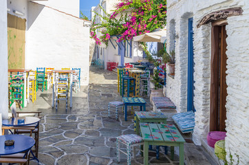 Fototapeta na wymiar Street in Kythnos island, Cyclades, Greece