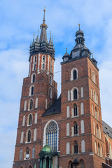 Fototapeta na wymiar Towers of Mariacki church in Krakow, Poland