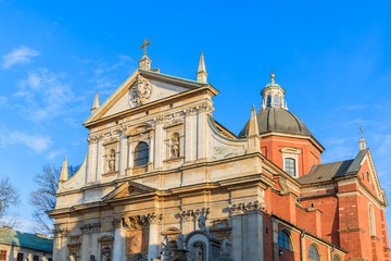 Obraz premium Facade of saint Peter and Paul church in Krakow lit by afternoon sun, Poland
