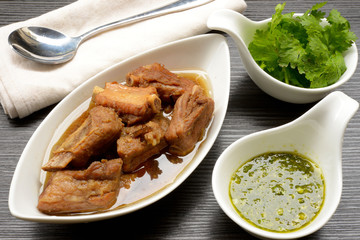 Grilled pork ribs with rice and spices