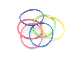 Elastic bands on a white background