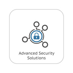 Advanced Security Solutions Icon. Flat Design.