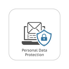 Personal Data Protection Icon. Flat Design.