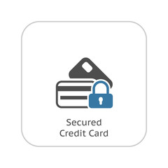 Obraz premium Secured Credit Card Icon. Flat Design.