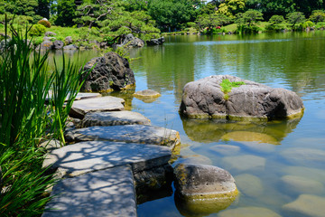 Fototapeta na wymiar Kiyosumi Gardens in Tokyo