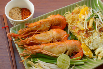 Thai food Pad thai , noodles with shrimp