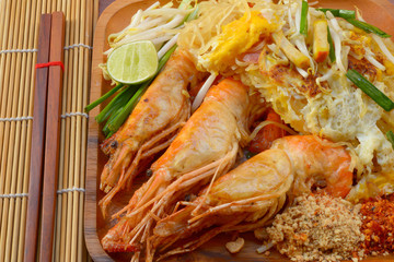 Thai food Pad thai , noodles with shrimp